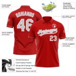 Personalized Red Gray-White Performance Vapor Golf Polo Shirt Team Custom Name and Number