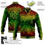 Personalized Red Green-Gold Black History Month 3D Pattern Design Bomber Full-Snap Varsity Letterman Jacket Team Custom Name and Number
