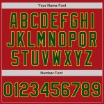 Personalized Red Green-Gold Bomber Full-Snap Varsity Letterman Jacket Team Custom Name and Number