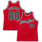 Personalized Red Green-White Authentic Throwback Basketball Jersey Team Custom Name and Number