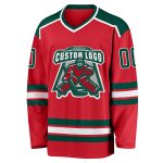 Personalized Red Green-White Hockey Jersey Team Custom Name and Number