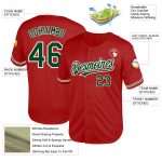 Personalized Red Green-White Mesh Authentic Throwback Baseball Jersey Team Custom Name and Number
