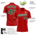 Personalized Red Green-White Performance Vapor Golf Polo Shirt Team Custom Name and Number