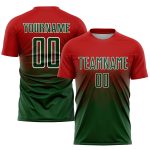 Personalized Red Green-White Sublimation Soccer Uniform Jersey Team Custom Name and Number
