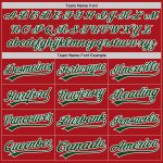 Personalized Red Green-White Two-Button Unisex Softball Jersey Team Custom Name and Number