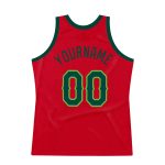 Personalized Red Hunter Green-Neon Green Authentic Throwback Basketball Jersey Team Custom Name and Number