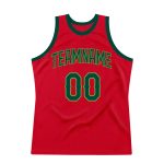Personalized Red Hunter Green-Neon Green Authentic Throwback Basketball Jersey Team Custom Name and Number
