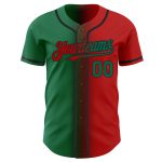 Personalized Red Kelly Green-Black Authentic Gradient Fashion Baseball Jersey Team Custom Name and Number
