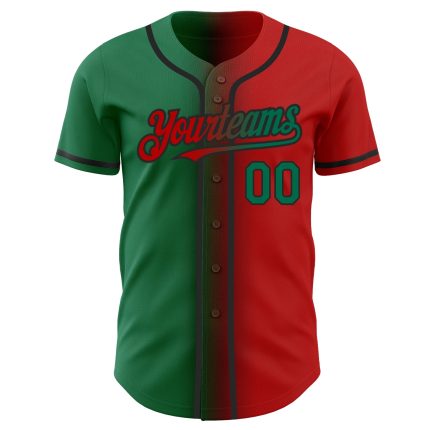 Personalized Red Kelly Green-Black Authentic Gradient Fashion Baseball Jersey Team Custom Name and Number