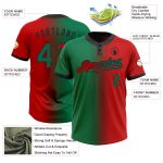 Personalized Red Kelly Green-Black Gradient Fashion Two-Button Unisex Softball Jersey Team Custom Name and Number