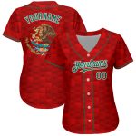 Personalized Red Kelly Green-White 3D Mexico Authentic Baseball Jersey Team Custom Name and Number
