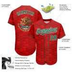 Personalized Red Kelly Green-White 3D Mexico Authentic Baseball Jersey Team Custom Name and Number