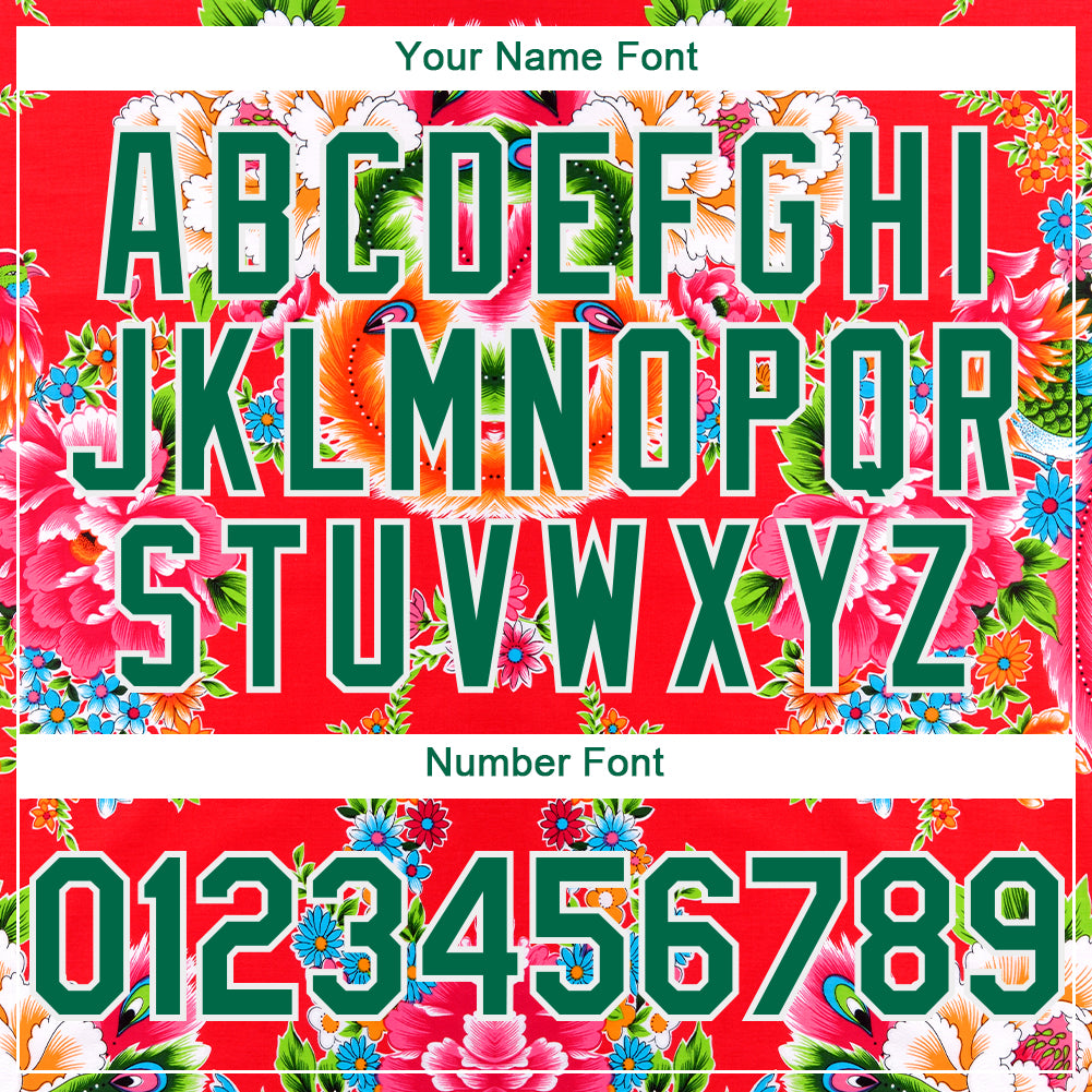 Personalized Red Kelly Green-White 3D Pattern Design Northeast China Big Flower Authentic Baseball Jersey Personalized Red Kelly Green-White 3D Pattern Design Northeast China Big Flower Authentic Baseball Jersey - Image 5