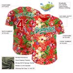 Personalized Red Kelly Green-White 3D Pattern Design Northeast China Big Flower Authentic Baseball Jersey Team Custom Name and Number