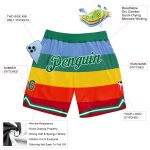 Personalized Red Kelly Green-White 3D Pattern Design Rainbow Authentic Basketball Shorts Team Custom Name and Number