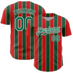 Personalized Red Kelly Green-White 3D Pattern Design Stripe Authentic Baseball Jersey Team Custom Name and Number