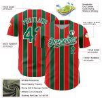 Personalized Red Kelly Green-White 3D Pattern Design Stripe Authentic Baseball Jersey Team Custom Name and Number
