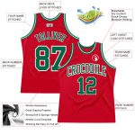 Personalized Red Kelly Green-White Authentic Throwback Basketball Jersey Team Custom Name and Number