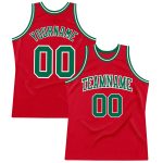 Personalized Red Kelly Green-White Authentic Throwback Basketball Jersey Team Custom Name and Number