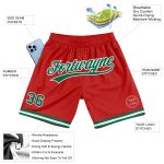 Personalized Red Kelly Green-White Authentic Throwback Basketball Shorts