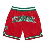 Personalized Red Kelly Green-White Authentic Throwback Basketball Shorts Team Custom Name and Number