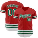 Personalized Red Kelly Green-White Line Authentic Baseball Jersey Team Custom Name and Number