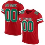 Personalized Red Kelly Green-White Mesh Authentic Football Jersey Team Custom Name and Number