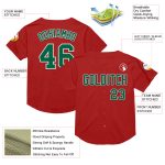 Personalized Red Kelly Green-White Mesh Authentic Throwback Baseball Jersey