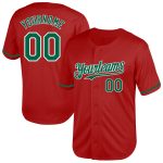 Personalized Red Kelly Green-White Mesh Authentic Throwback Baseball Jersey Team Custom Name and Number