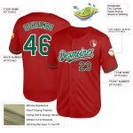 Personalized Red Kelly Green-White Mesh Authentic Throwback Baseball Jersey Team Custom Name and Number