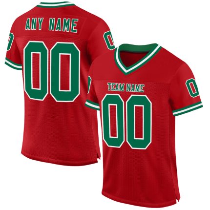 Personalized Red Kelly Green-White Mesh Authentic Throwback Football Jersey Team Custom Name and Number