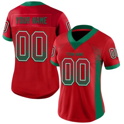 Personalized Red Kelly Green-White Mesh Drift Fashion Football Jersey Team Custom Name and Number