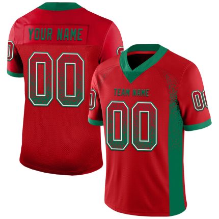 Personalized Red Kelly Green-White Mesh Drift Fashion Football Jersey Team Custom Name and Number