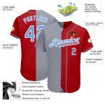Personalized Red Light Blue-Gray Authentic Split Fashion Baseball Jersey Team Custom Name and Number