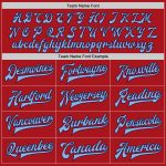 Personalized Red Light Blue-Navy Bomber Full-Snap Varsity Letterman Jacket Team Custom Name and Number