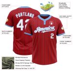 Personalized Red Light Blue Pinstripe White Two-Button Unisex Softball Jersey Team Custom Name and Number