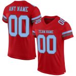 Personalized Red Light Blue-Steel Gray Mesh Authentic Football Jersey Team Custom Name and Number