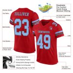 Personalized Red Light Blue-Steel Gray Mesh Authentic Football Jersey Team Custom Name and Number