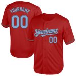 Personalized Red Light Blue-Steel Gray Mesh Authentic Throwback Baseball Jersey Team Custom Name and Number