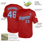 Personalized Red Light Blue-Steel Gray Mesh Authentic Throwback Baseball Jersey Team Custom Name and Number
