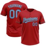 Personalized Red Light Blue-Steel Gray Two-Button Unisex Softball Jersey Team Custom Name and Number
