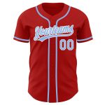 Personalized Red Light Blue-White Authentic Baseball Jersey