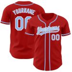Personalized Red Light Blue-White Authentic Baseball Jersey