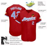 Personalized Red Light Blue-White Authentic Baseball Jersey Team Custom Name and Number