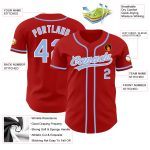 Personalized Red Light Blue-White Authentic Baseball Jersey