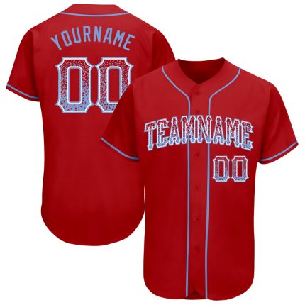 Personalized Red Light Blue-White Authentic Drift Fashion Baseball Jersey Team Custom Name and Number