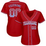 Personalized Red Light Blue-White Authentic Drift Fashion Baseball Jersey Team Custom Name and Number