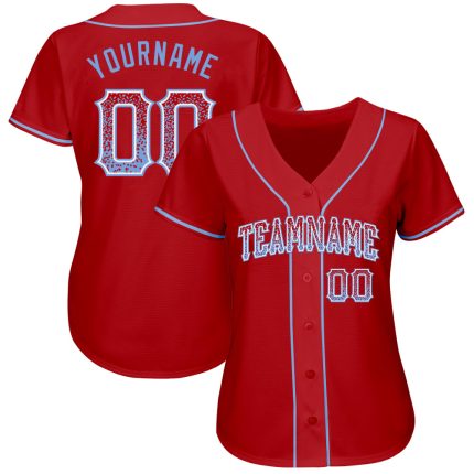 Personalized Red Light Blue-White Authentic Drift Fashion Baseball Jersey Team Custom Name and Number