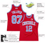 Personalized Red Light Blue-White Authentic Throwback Basketball Jersey Team Custom Name and Number