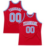 Personalized Red Light Blue-White Authentic Throwback Basketball Jersey Team Custom Name and Number